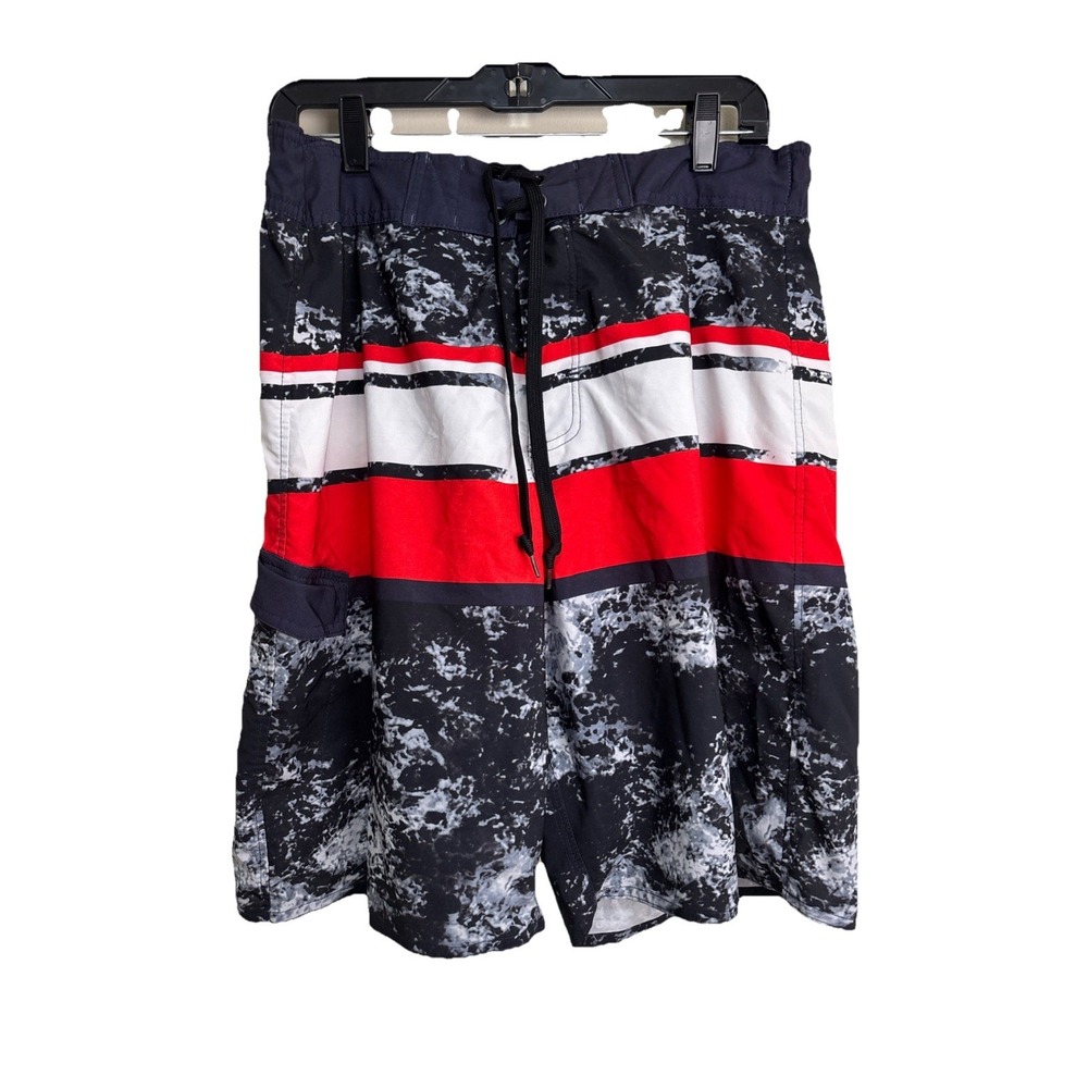 Matix Hawaiian Swim Board Shorts Red White Black Size Large